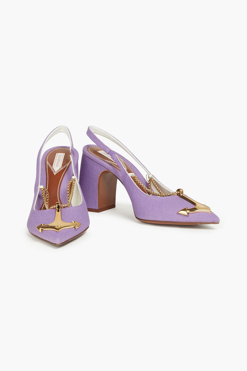 Shop Zimmermann Embellished Canvas Slingback Pumps In Lavender