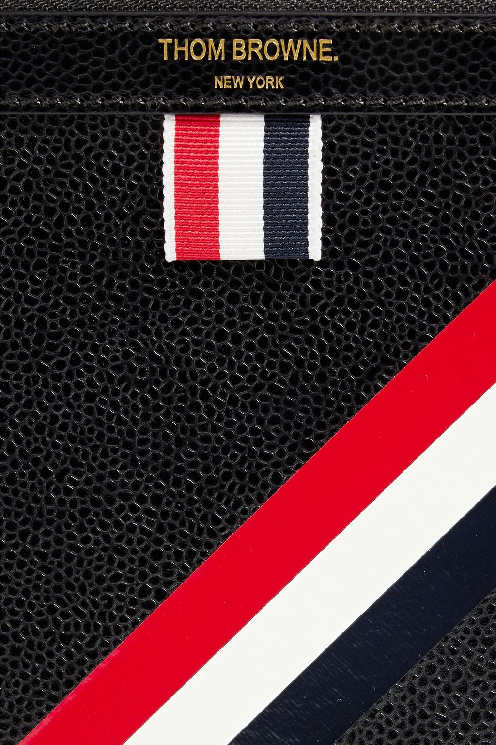 THOM BROWNE Striped coated pebbled-leather pouch