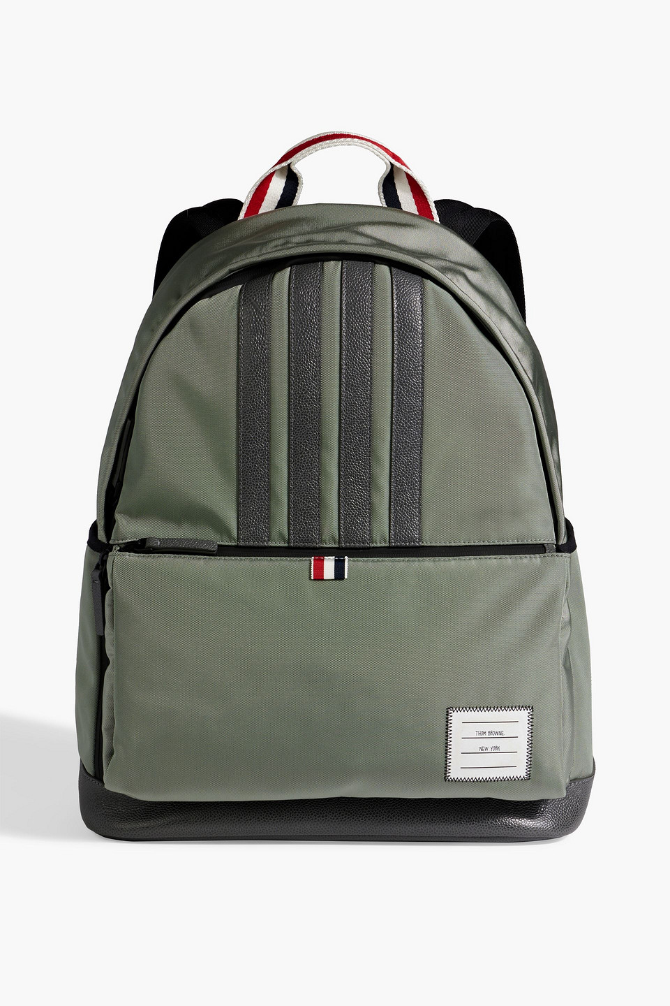 Thom Browne Striped Shell Backpack In Grey Green