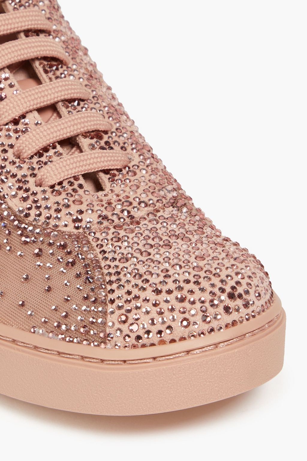 GIANVITO ROSSI Crystal-embellished shell sneakers