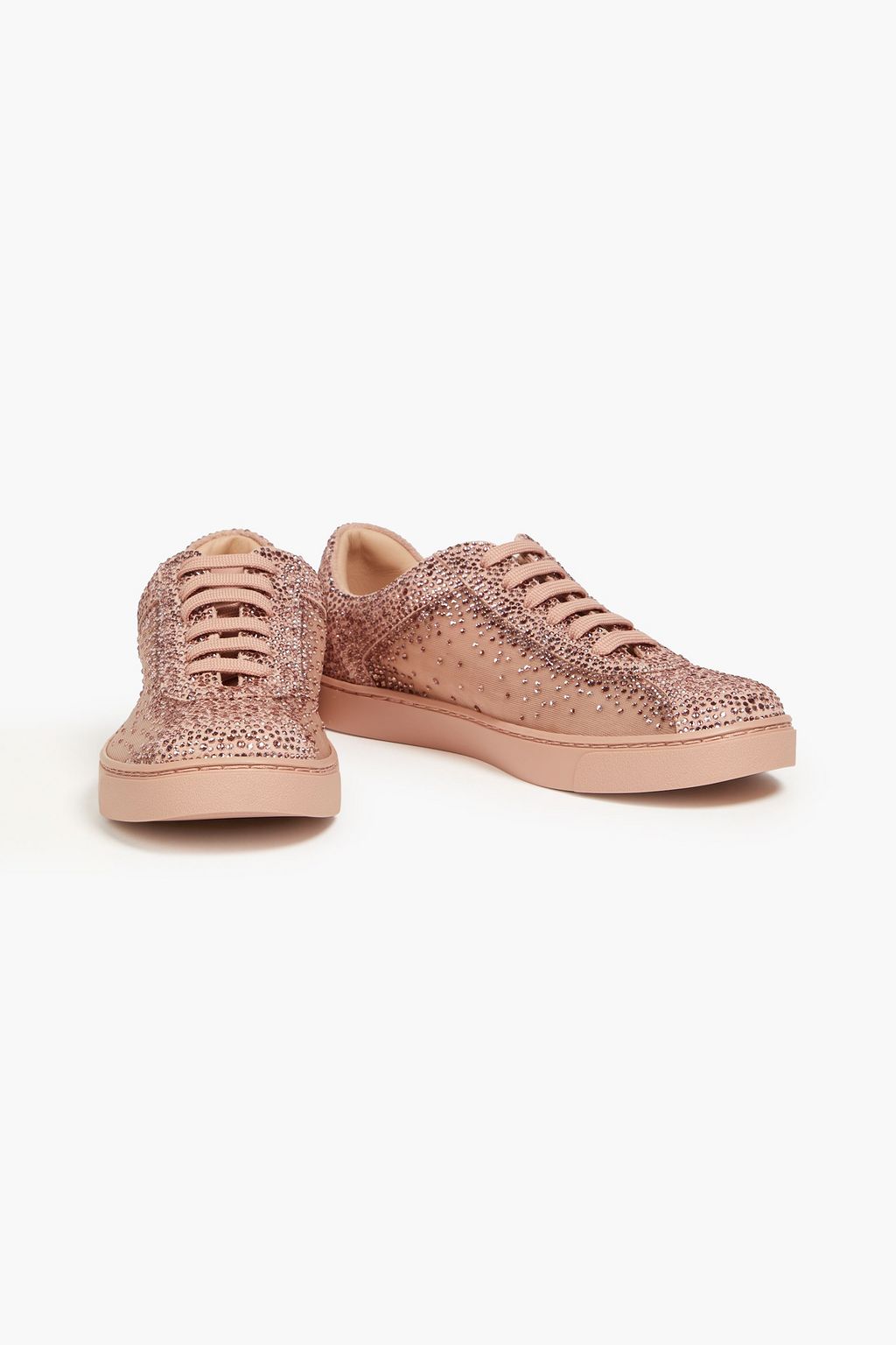 GIANVITO ROSSI Crystal-embellished shell sneakers