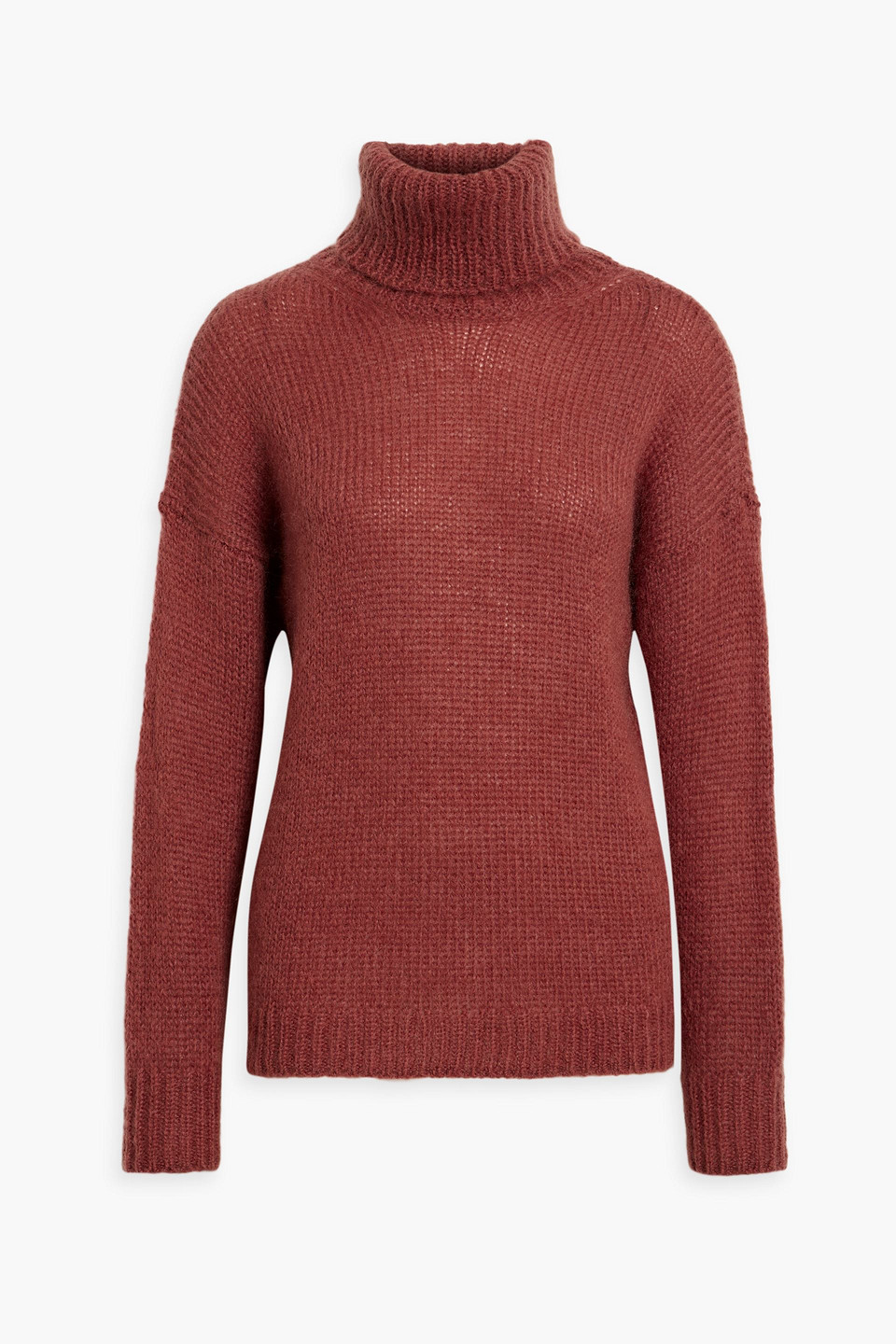 Iris & Ink Remi Mohair-blend Turtleneck Jumper In Brown