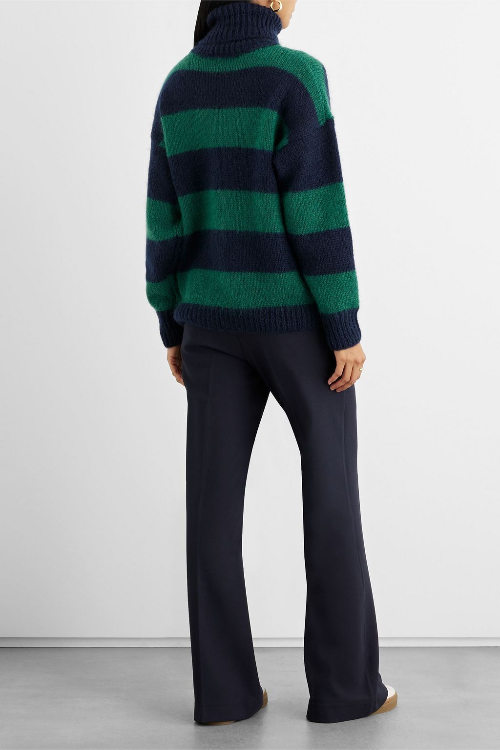 IRIS & INK Elsie striped mohair-blend turtleneck sweater