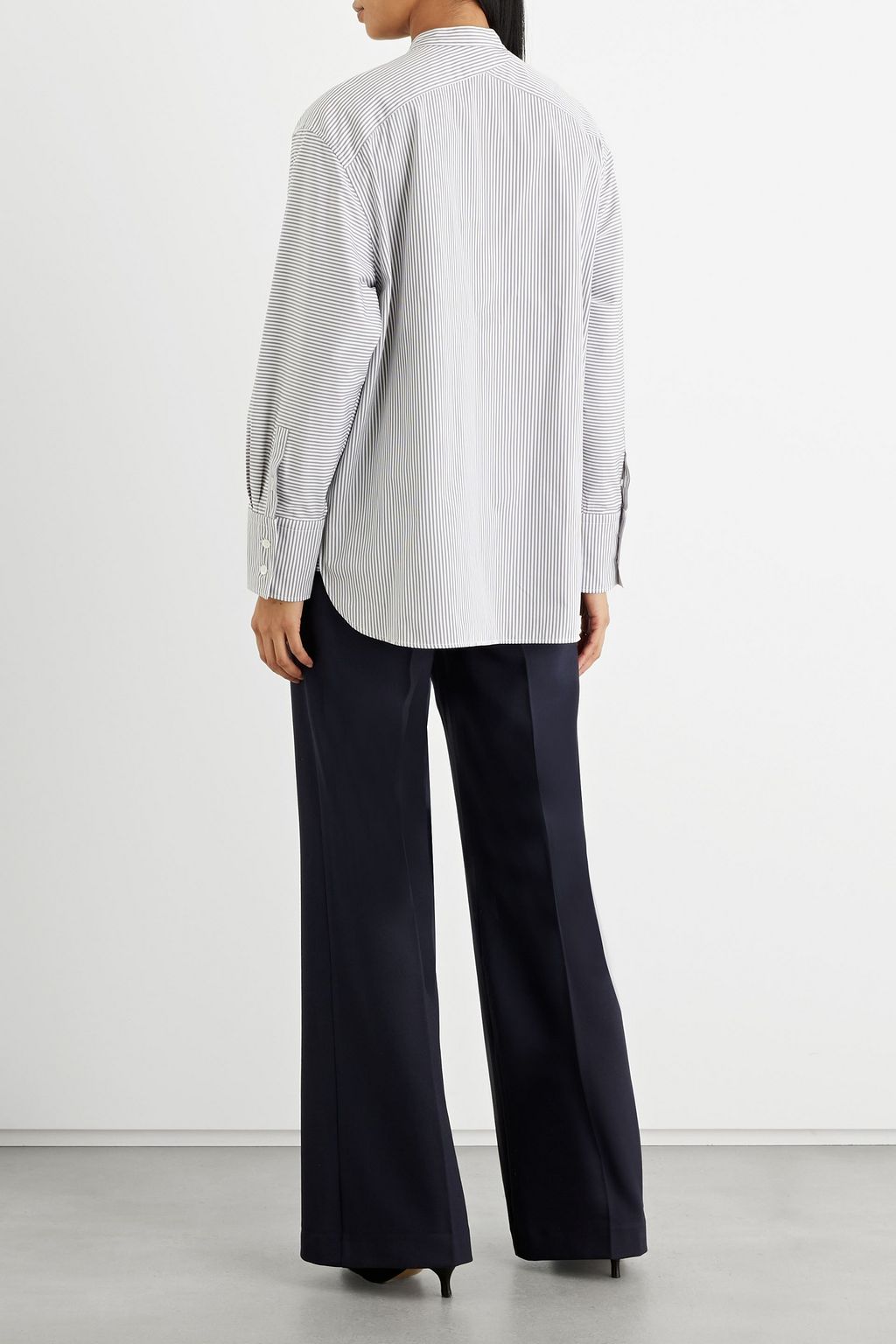 IRIS & INK Tyra striped cotton-poplin shirt