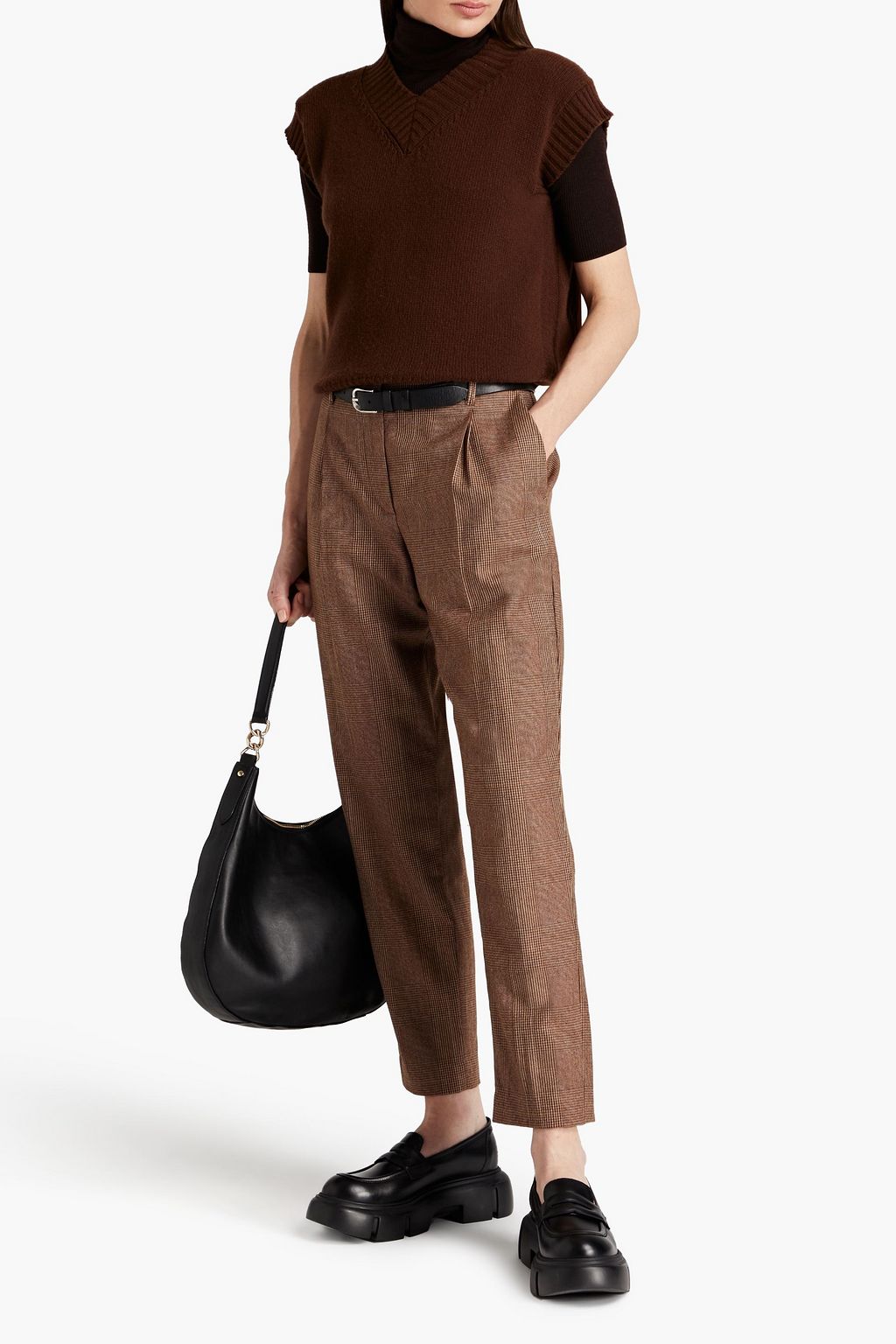 BRUNELLO CUCINELLI Prince of Wales checked wool-blend tapered pants