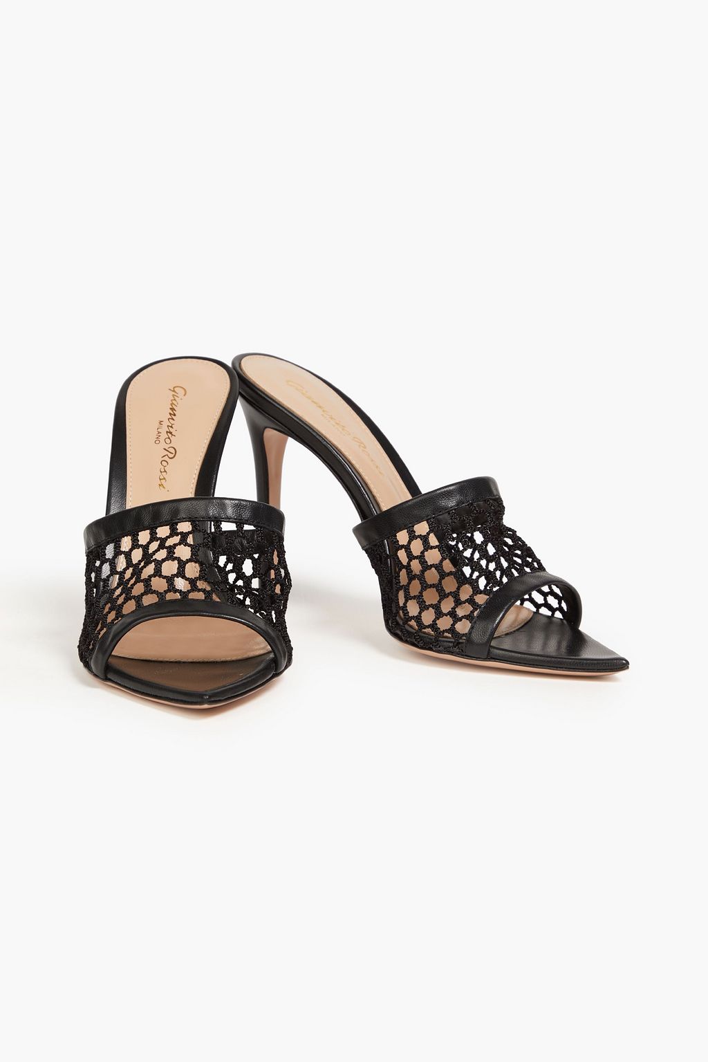 GIANVITO ROSSI Alisia leather-trimmed mesh mules
