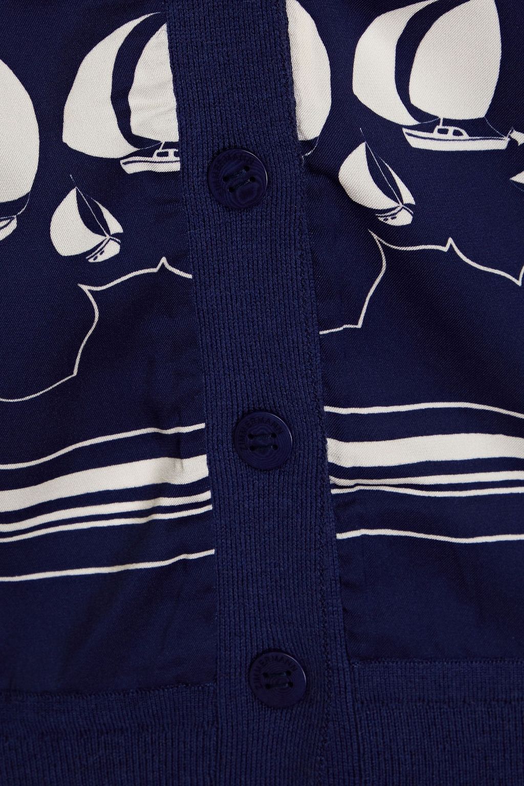 ZIMMERMANN Printed silk-paneled cashmere cardigan