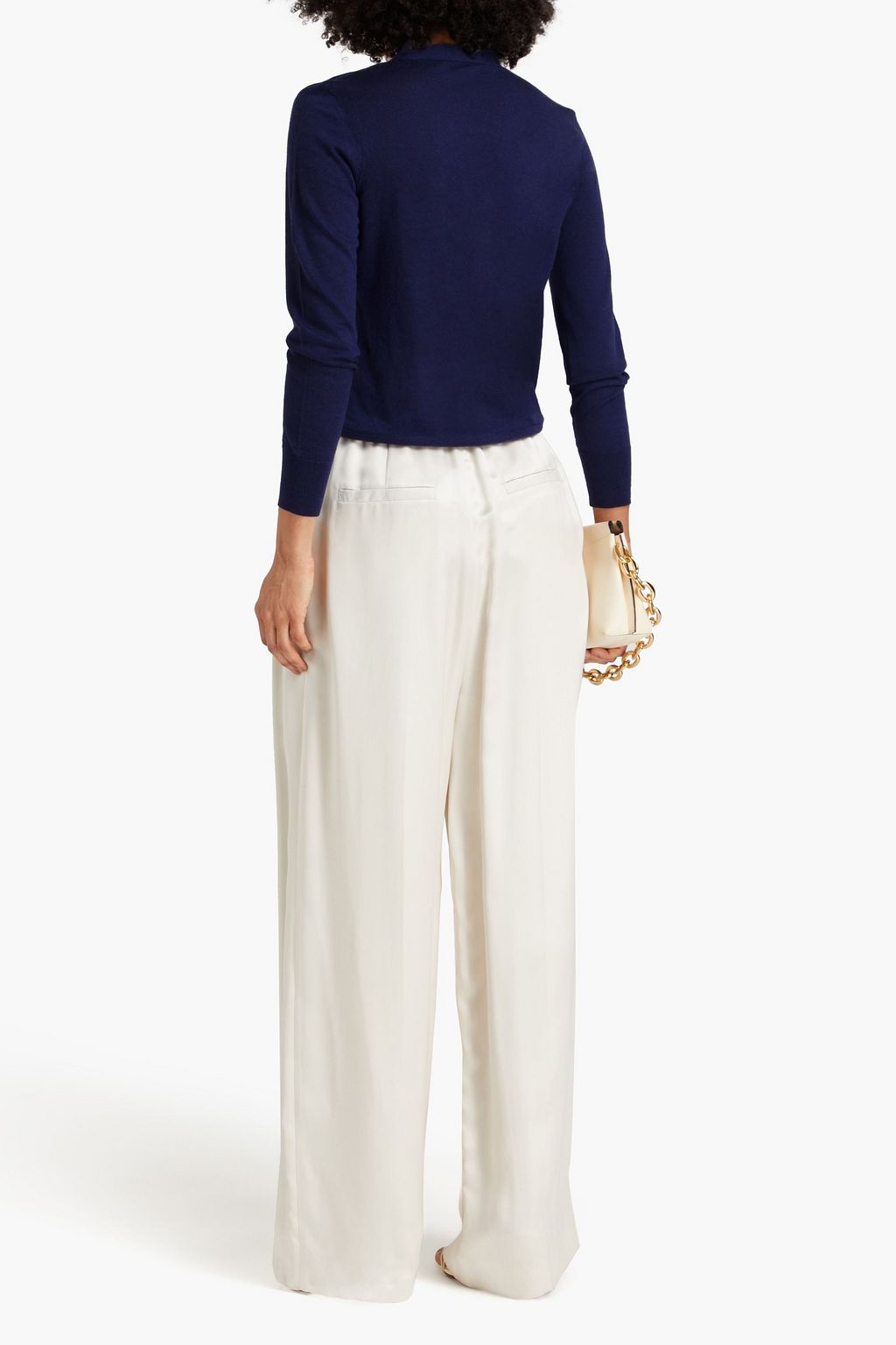ZIMMERMANN Printed silk-paneled cashmere cardigan