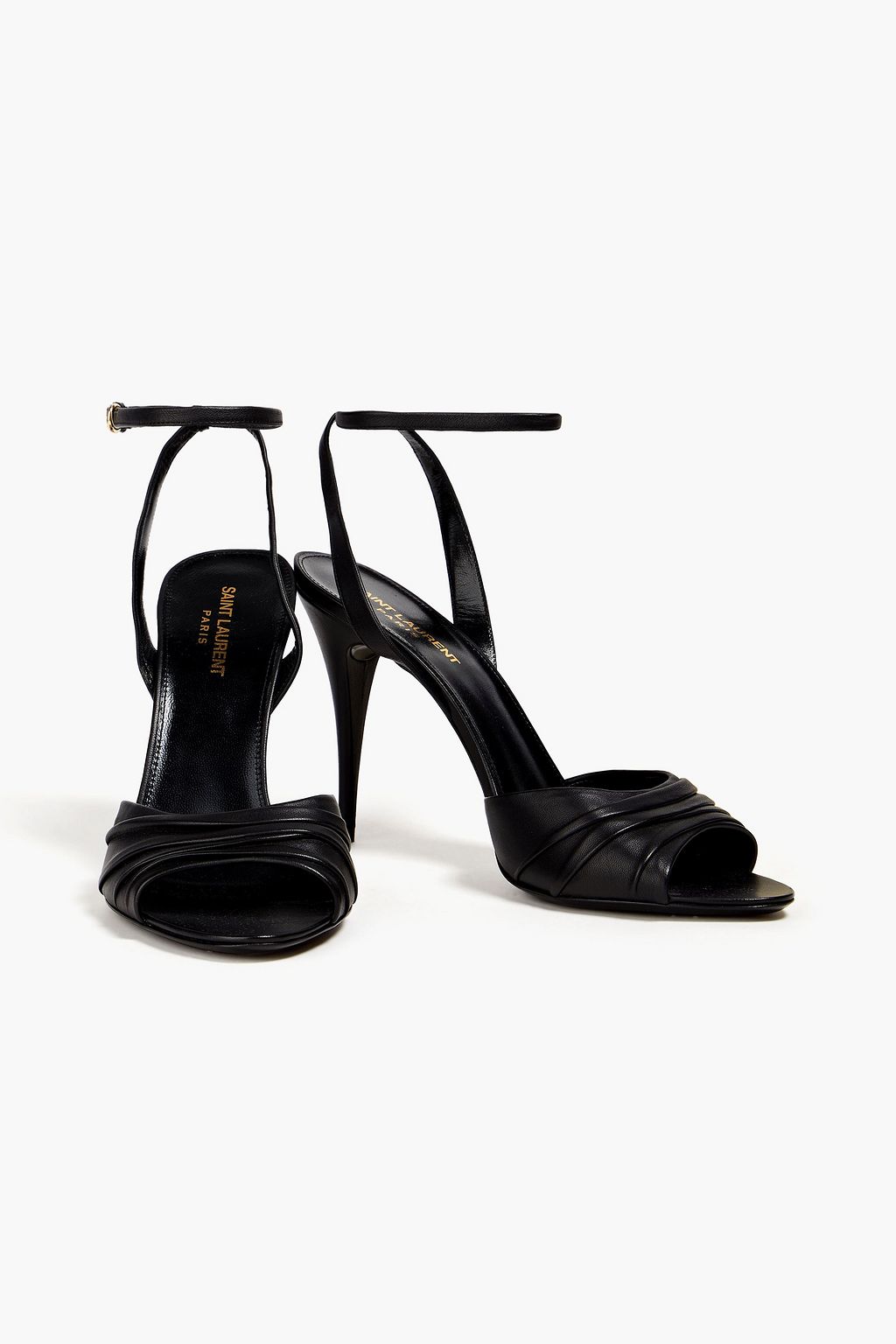 SAINT LAURENT Ruched leather sandals