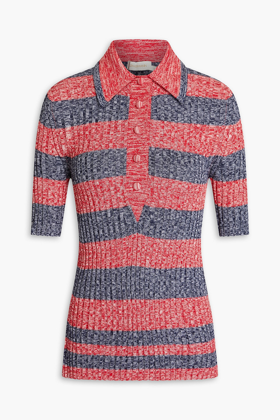 Zimmermann Poloshirt Aus Rippstrick Mit Streifen In Red