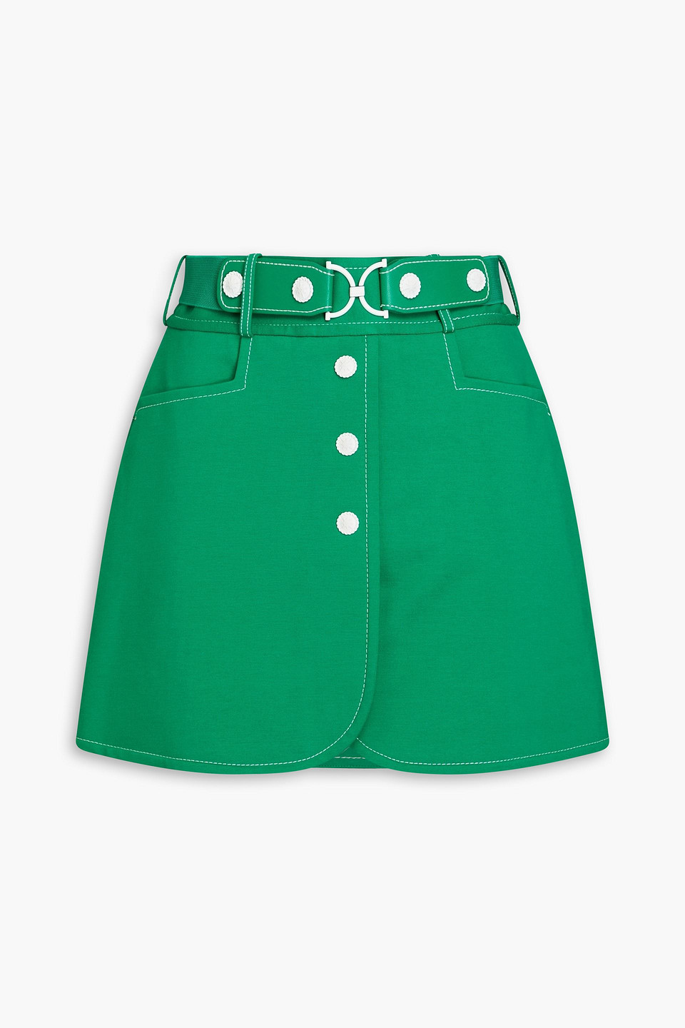 Zimmermann Belted Jersey Mini Skirt In Green