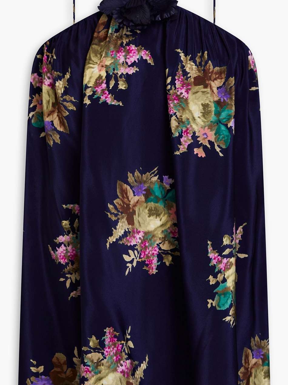 floral-print silk crepe de chine top