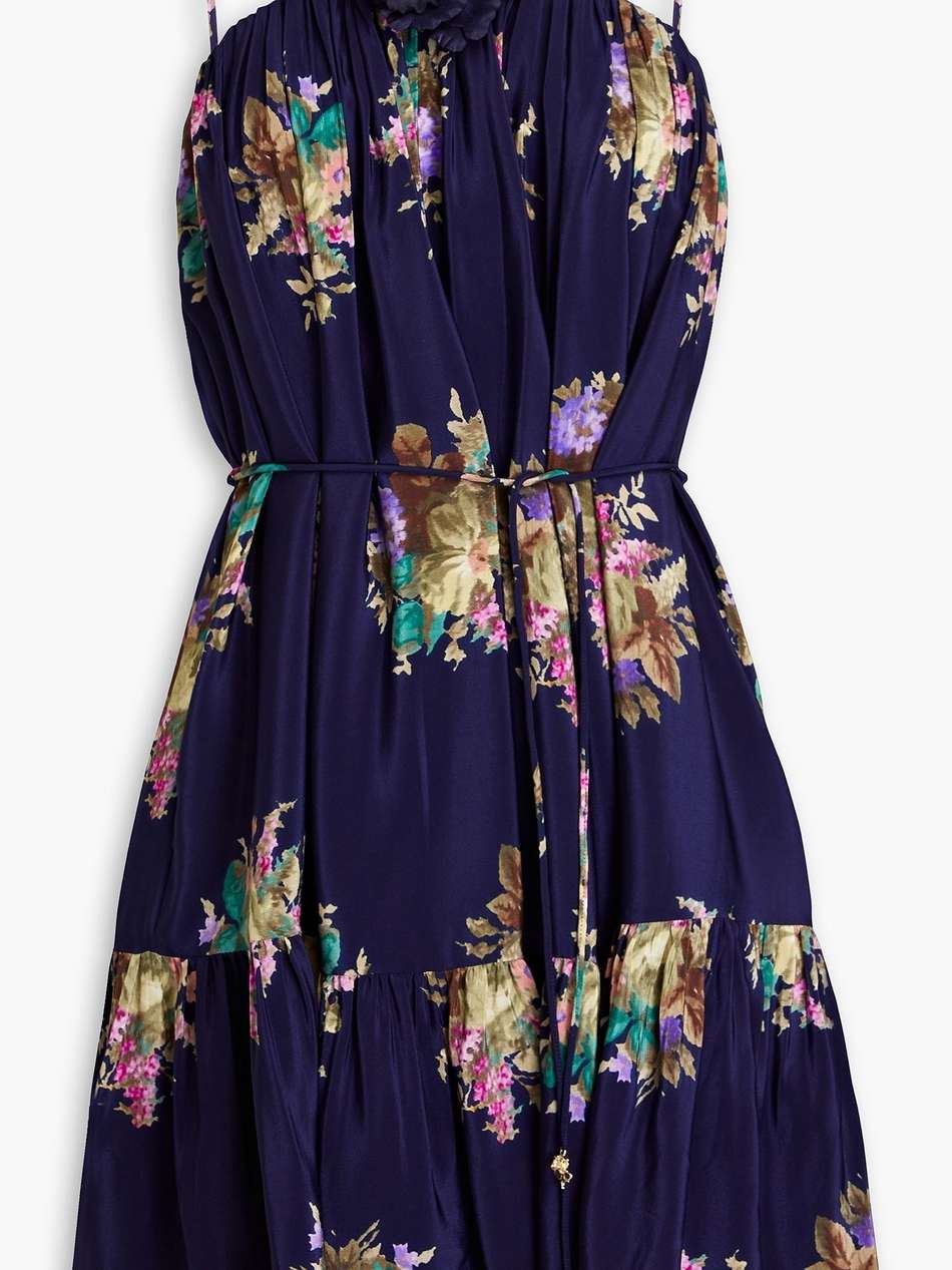 floral-print silk crepe de chine mini dress