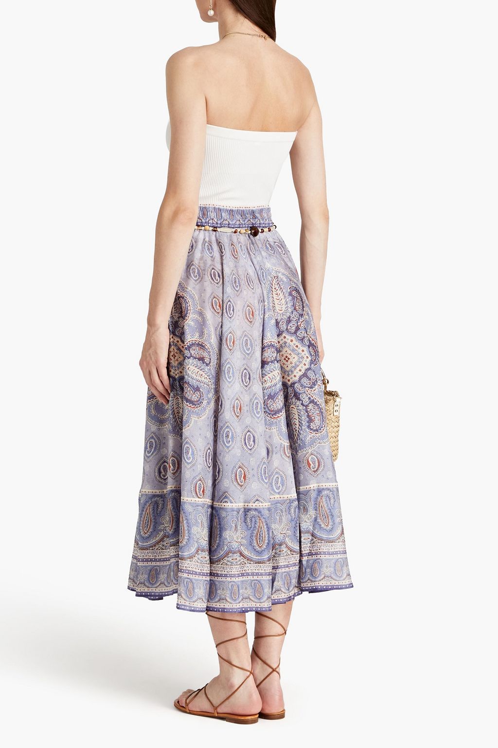 ZIMMERMANN Paisley-print silk crepe de chine midi skirt