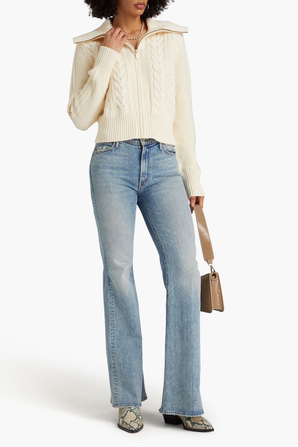 ZIMMERMANN Cable-knit cotton and cashmere-blend cardigan