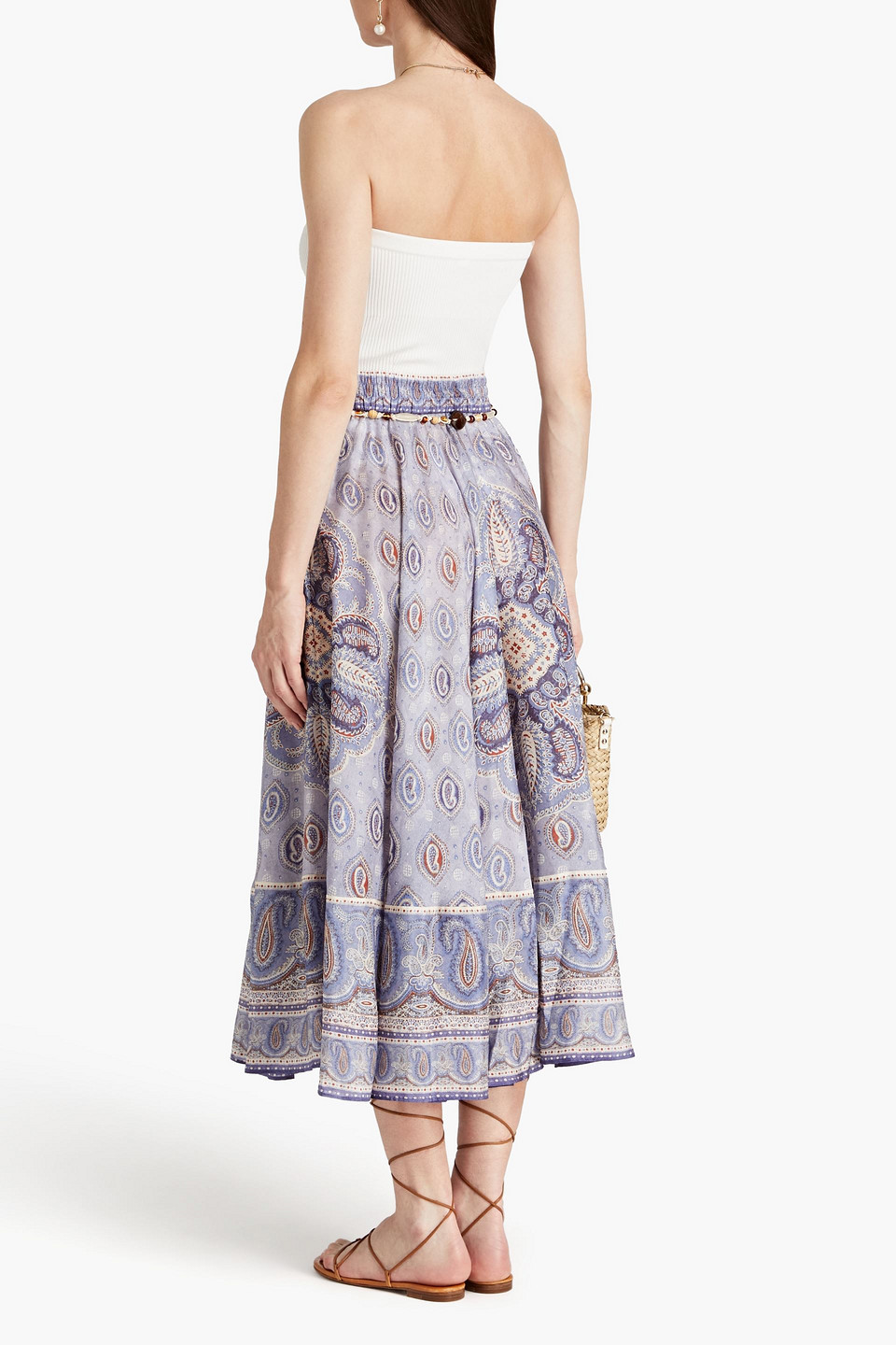 Zimmermann Strapless Ribbed-knit Top In Weiss