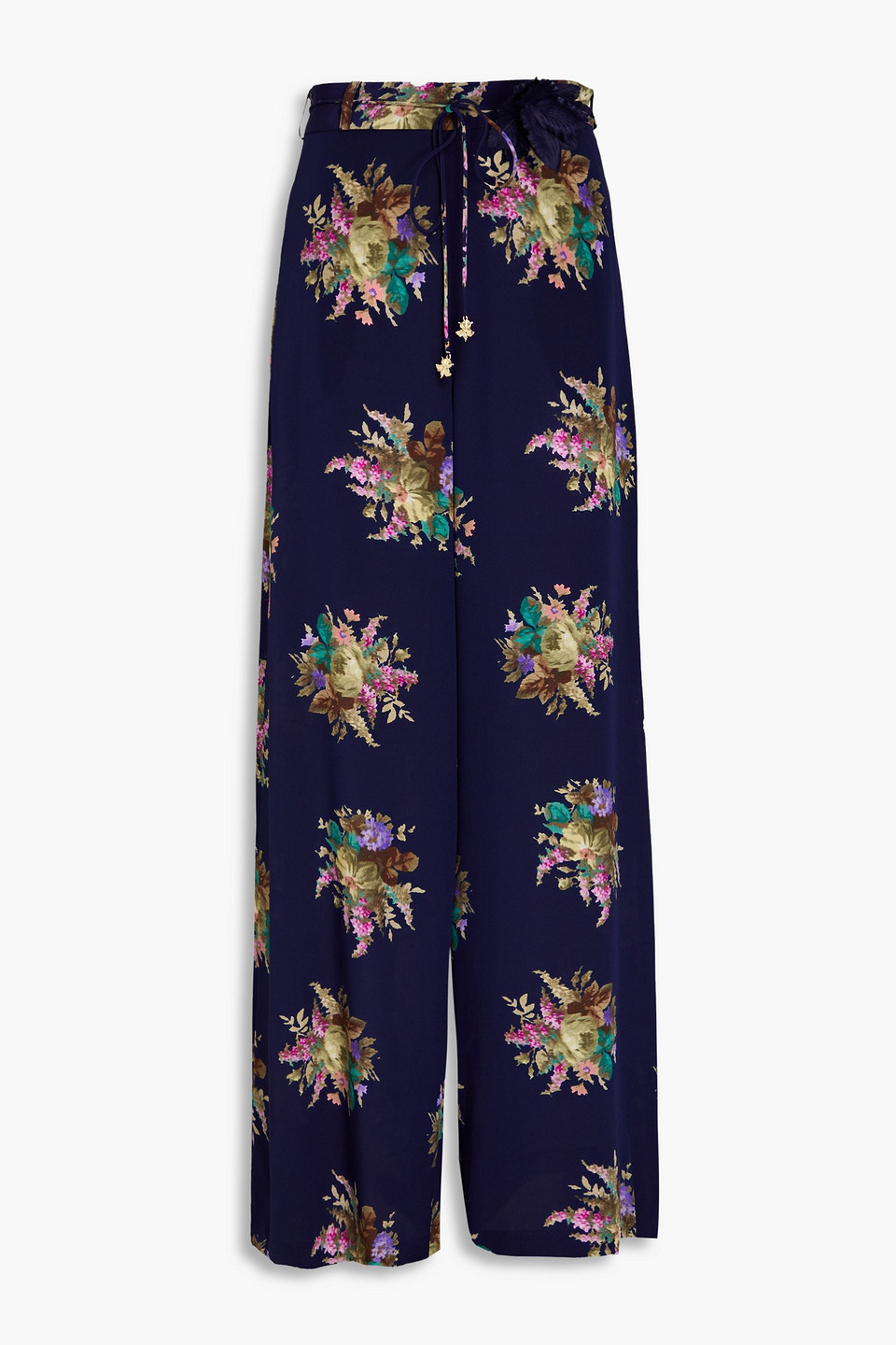 Zimmermann Floral-print Silk Crepe De Chine Wide-leg Pants In Blue
