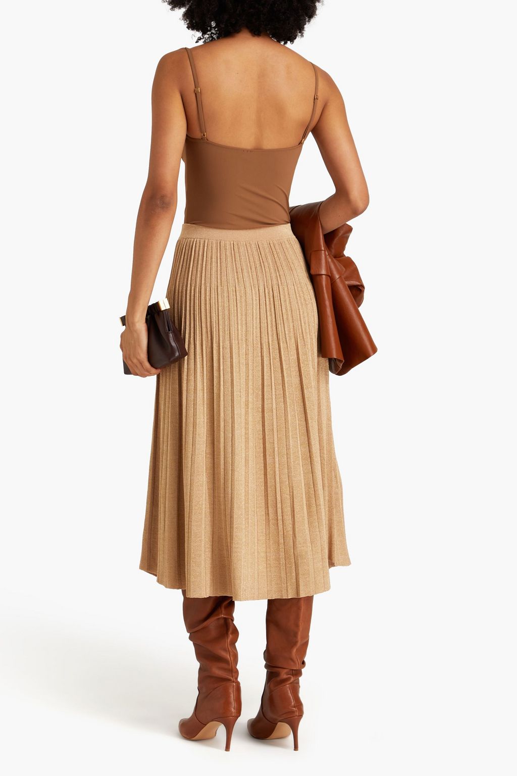 ZIMMERMANN Plissé metallic knitted midi skirt