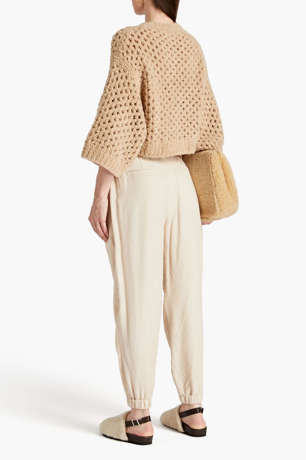 BRUNELLO CUCINELLI Cropped Pullover aus Bouclé-Strick aus einer Kamelwoll-Seidenmischung
