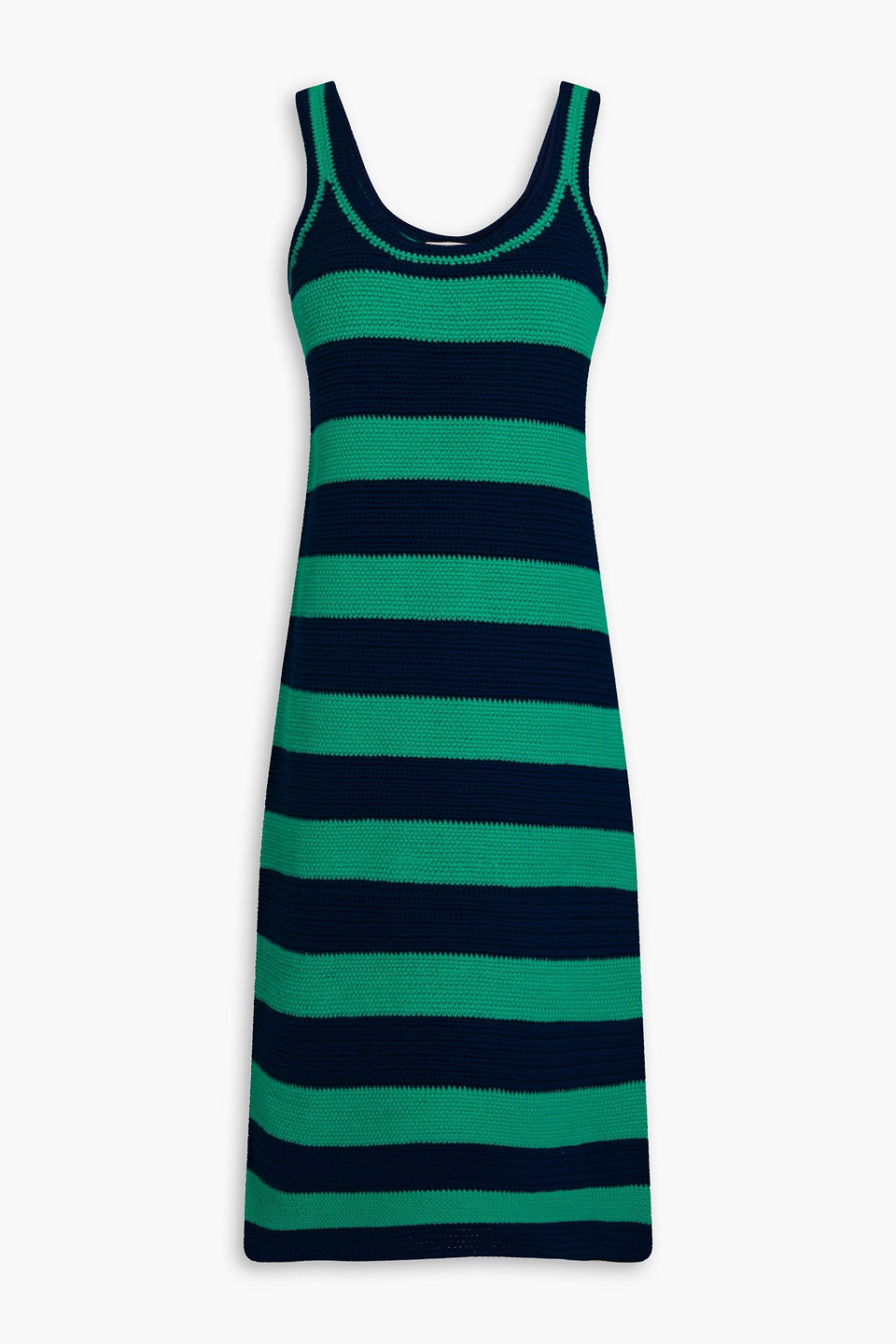 Zimmermann Striped Cotton Midi Dress In Navy