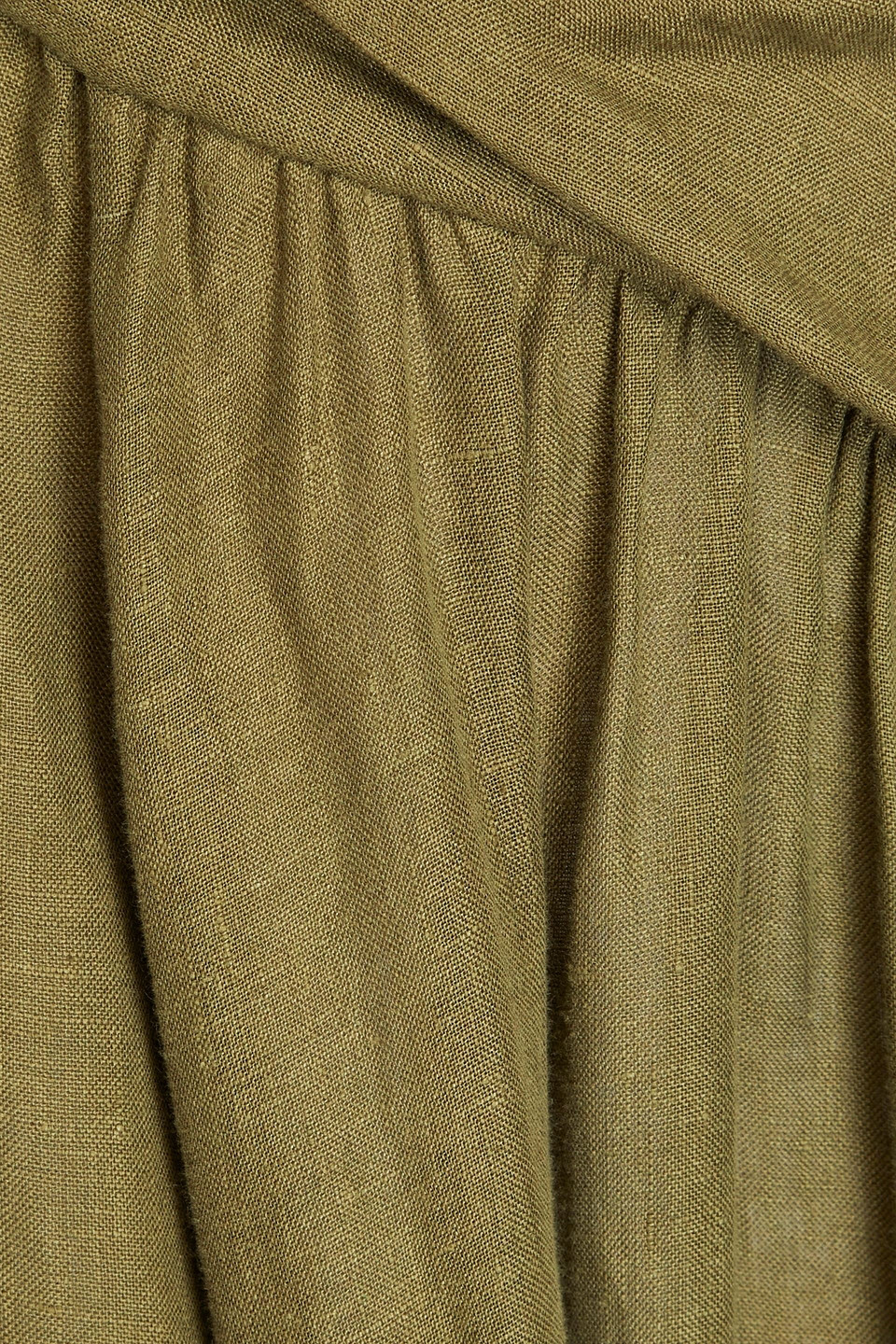 Zimmermann Women's Laurel Asymmetric Cut Out Ruched Sleeveless Midi Dress In Olive Green In Army Green