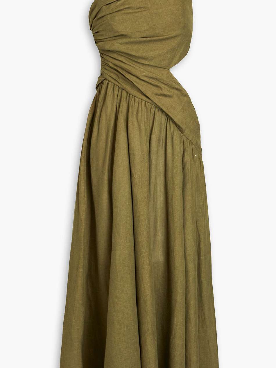 cutout linen midi dress
