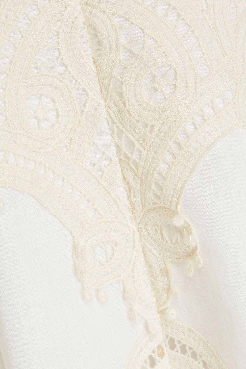 ZIMMERMANN Crocheted lace-paneled linen mini dress