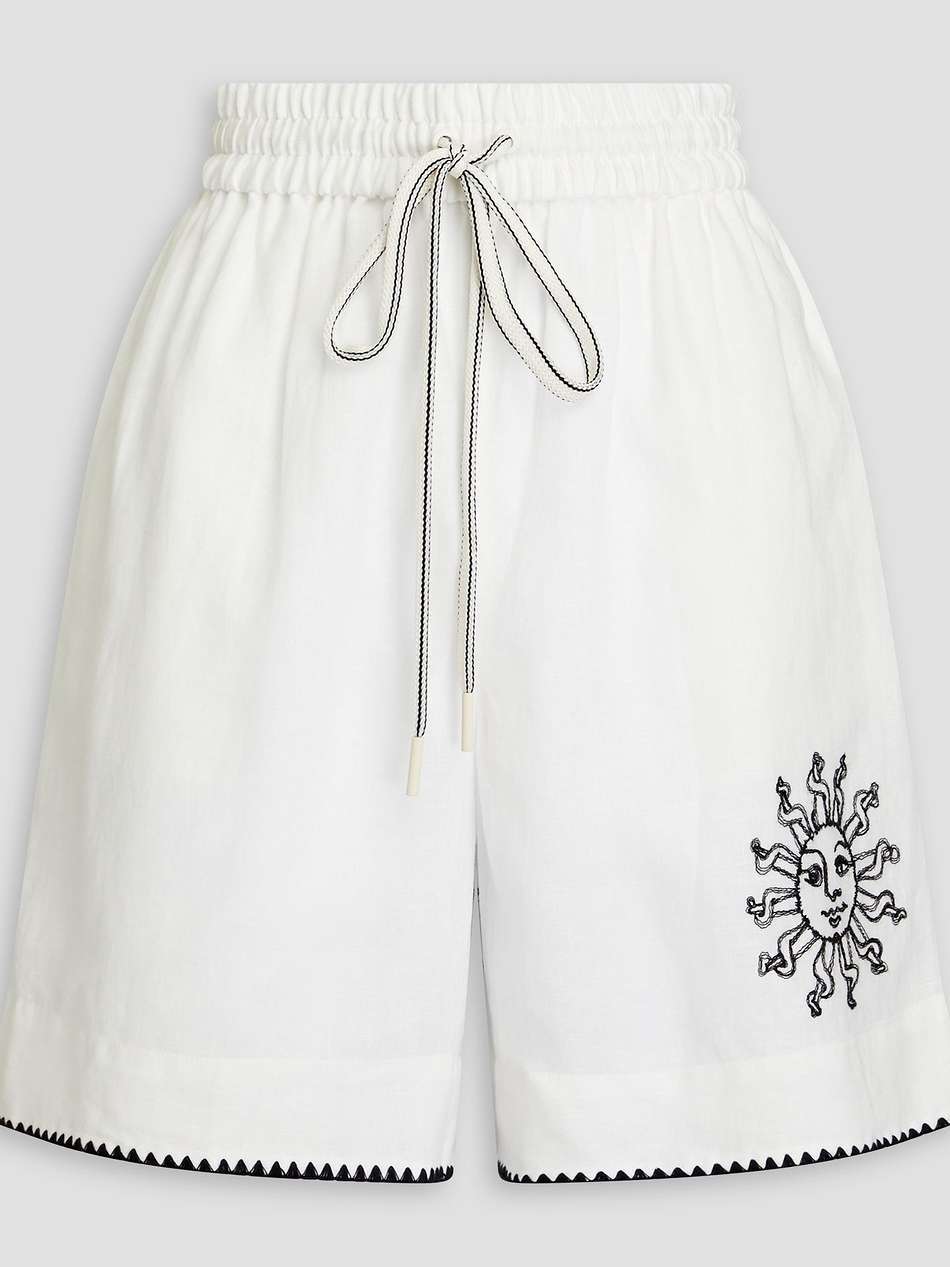 embroidered linen shorts