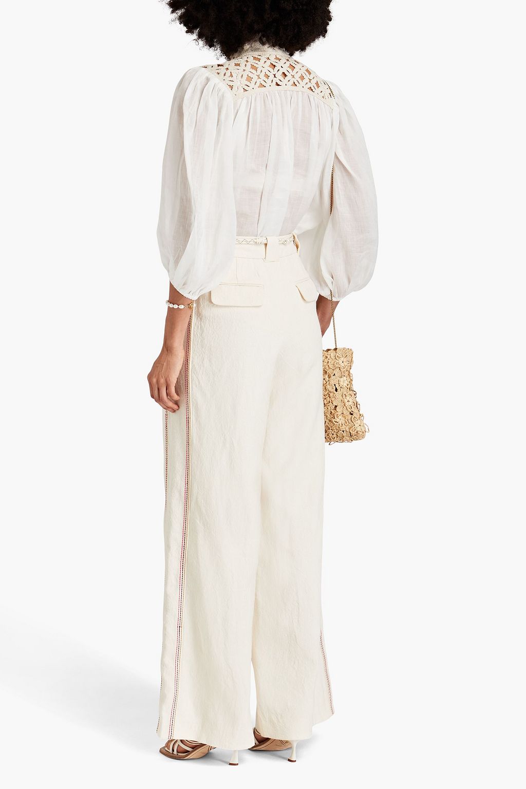 ZIMMERMANN Crochet-trimmed ramie blouse
