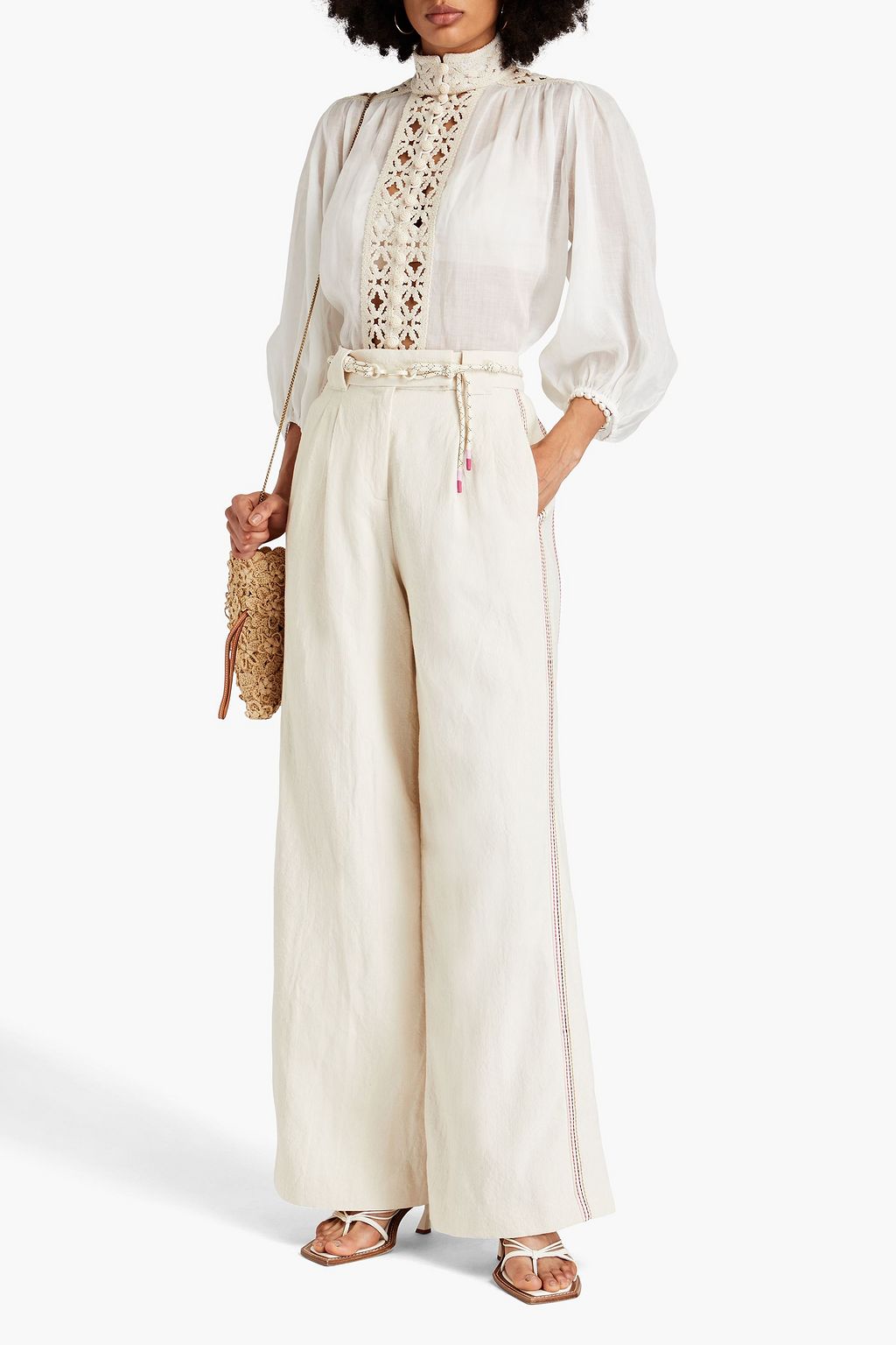 ZIMMERMANN Crochet-trimmed ramie blouse