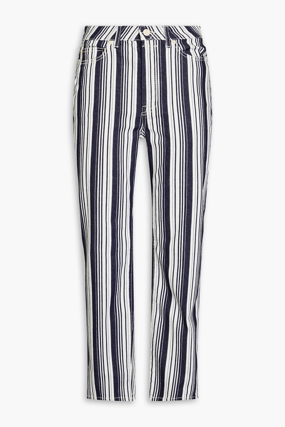 Zimmermann Hoch Sitzende Cropped Hose Mit Geradem Bein Und Streifen In Dark Denim