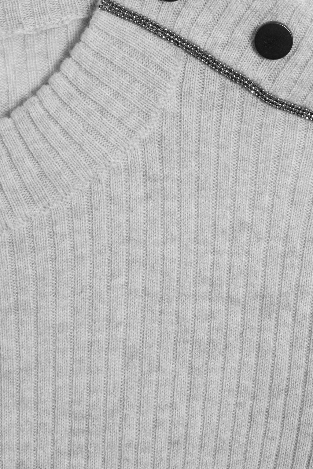 BRUNELLO CUCINELLI Bead-embellished ribbed cashmere sweater