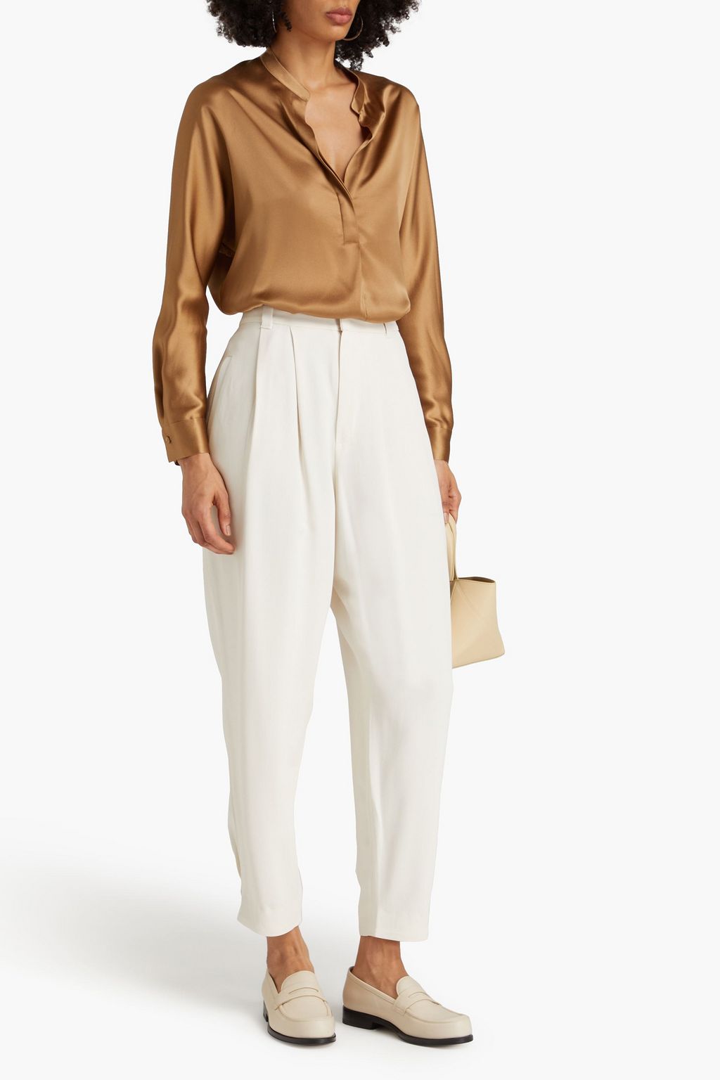 BRUNELLO CUCINELLI Pleated crepe tapered pants