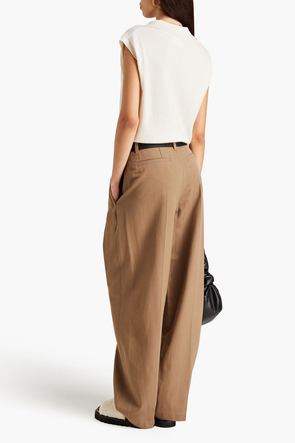 BRUNELLO CUCINELLI Pleated wool and cotton-blend twill wide-leg pants