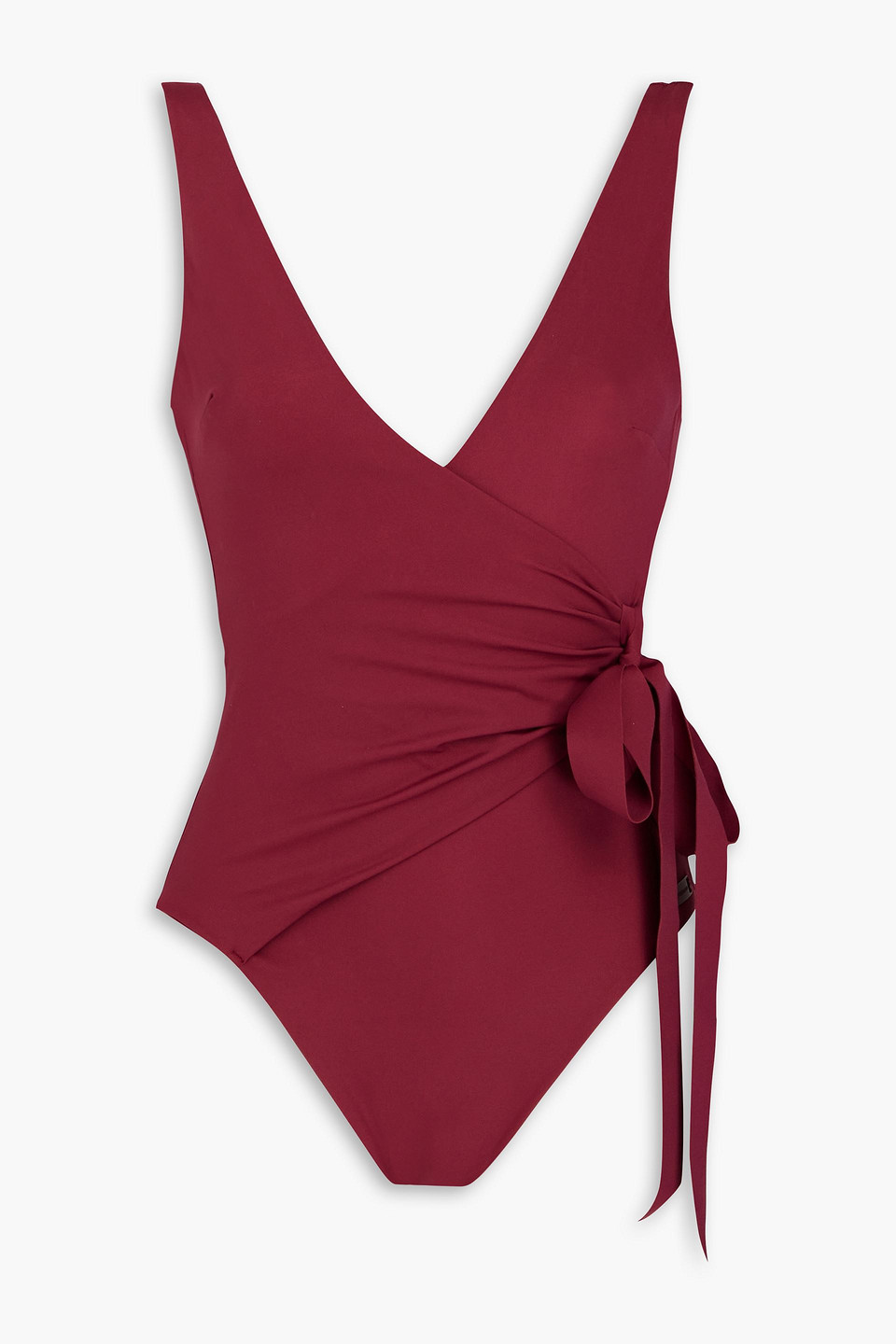 Zimmermann Wrap-effect Bow-detailed Swimsuit In Burgundy