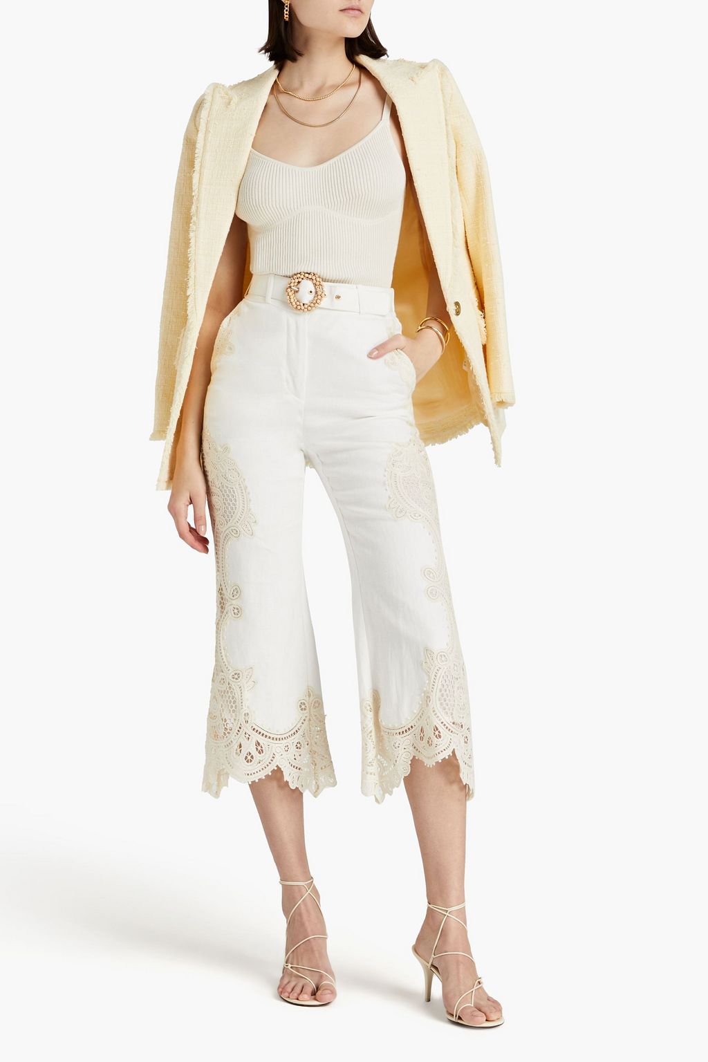 The Frolic exclusive tile crochet wide leg beach pants in cream - part of a set