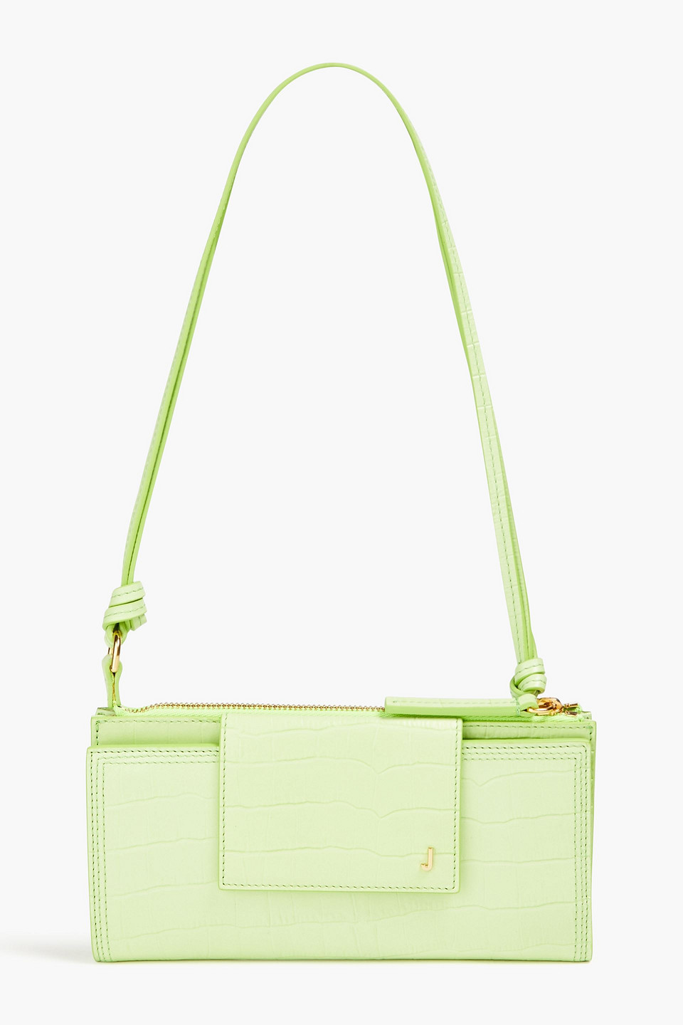 Jacquemus Pichoto Croc-effect Leather Shoulder Bag In Light Green