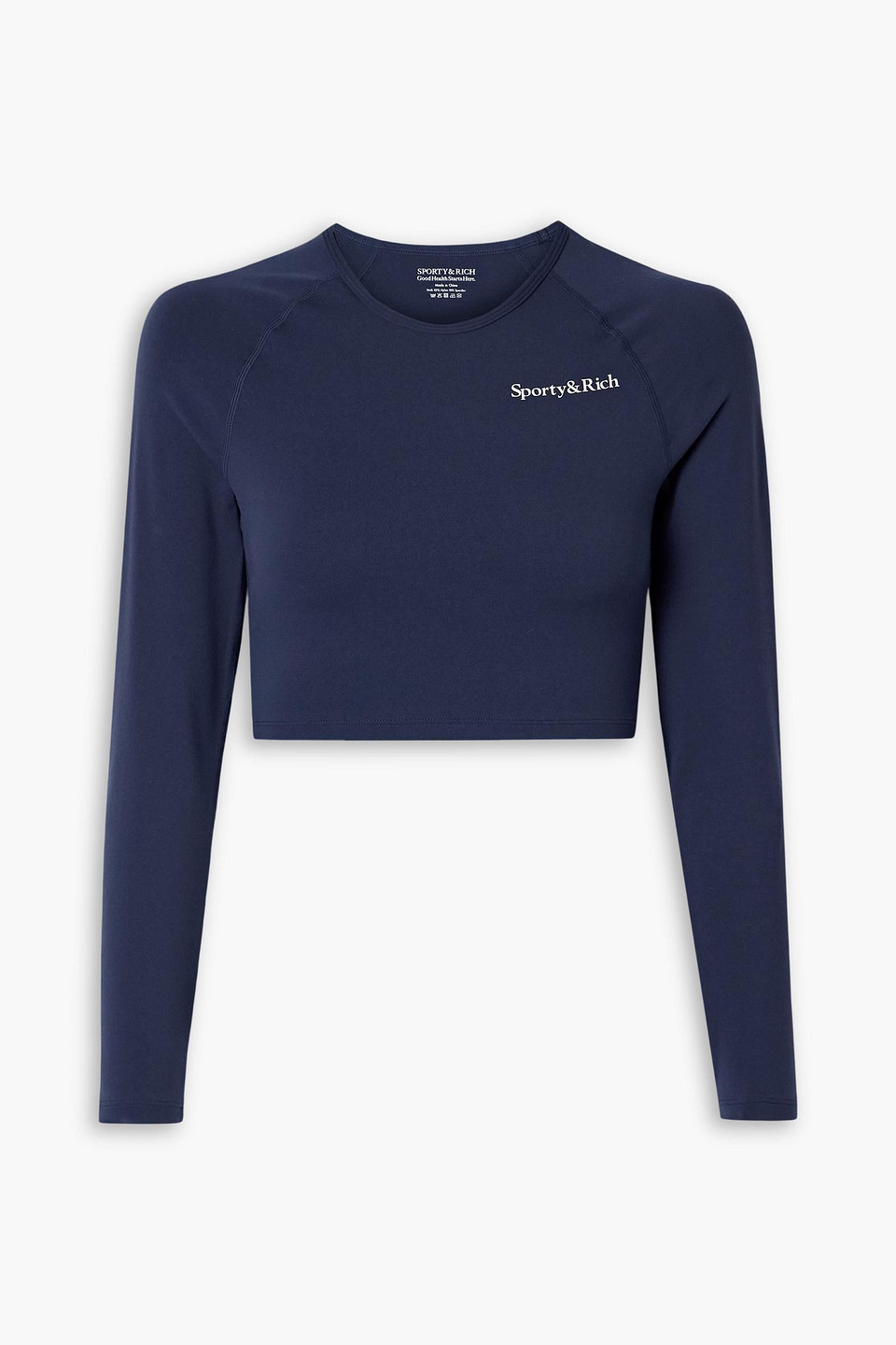sporty & rich - serif cropped stretch top - blue - l