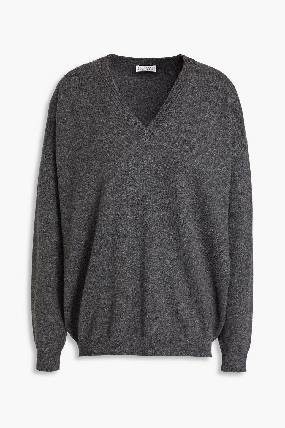 Brunello Cucinelli Bead-embellished Cashmere Sweater In Dunkelgrau