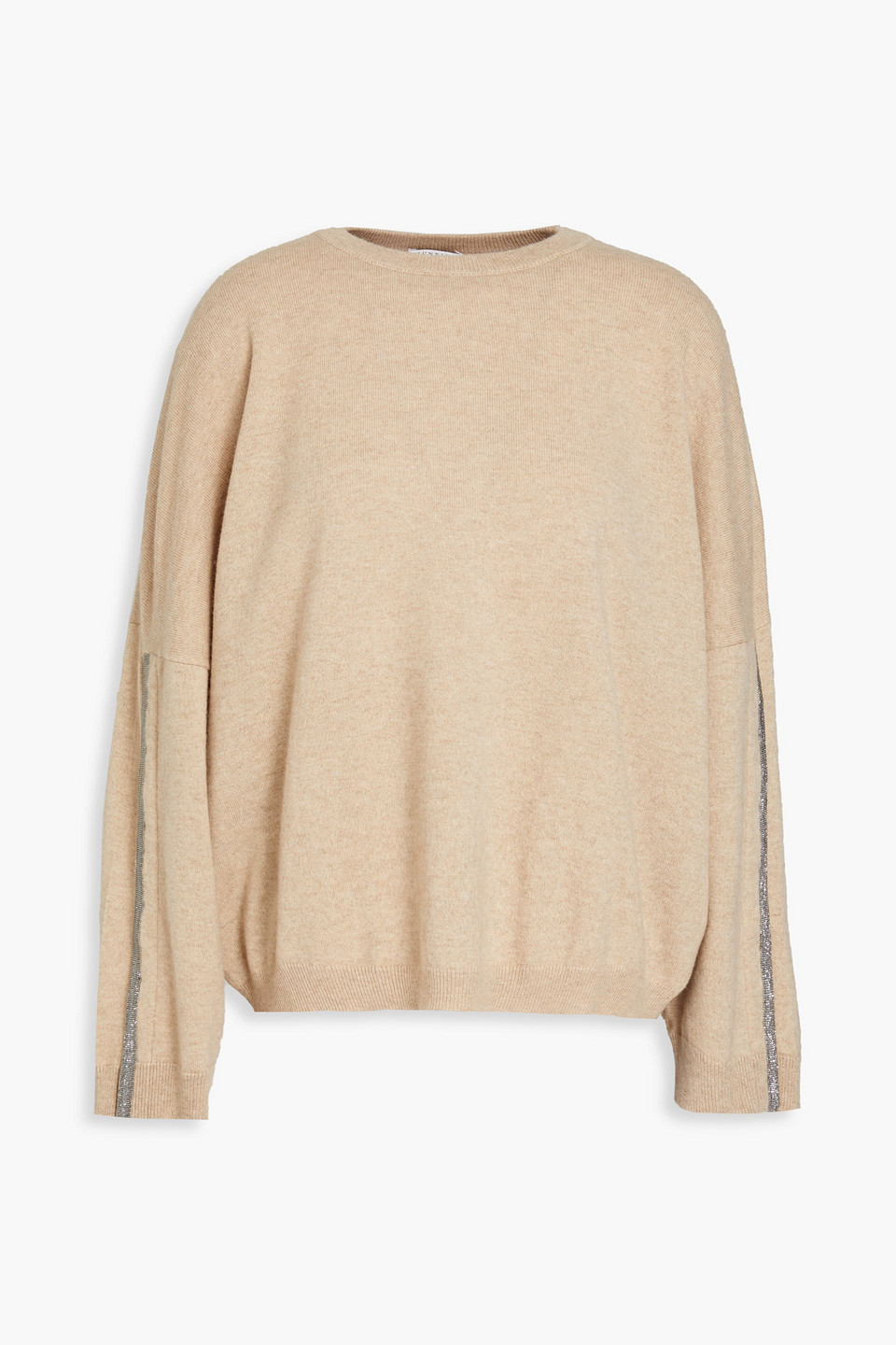 Brunello Cucinelli Bead-embellished Cashmere Sweater In Sandfarben