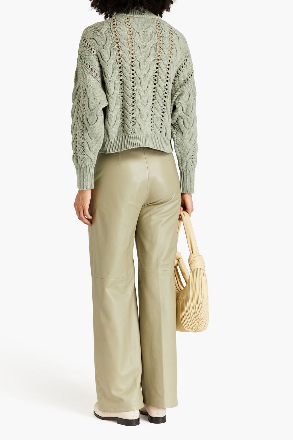 BRUNELLO CUCINELLI Cable-knit wool, cashmere and silk-blend turtleneck sweater