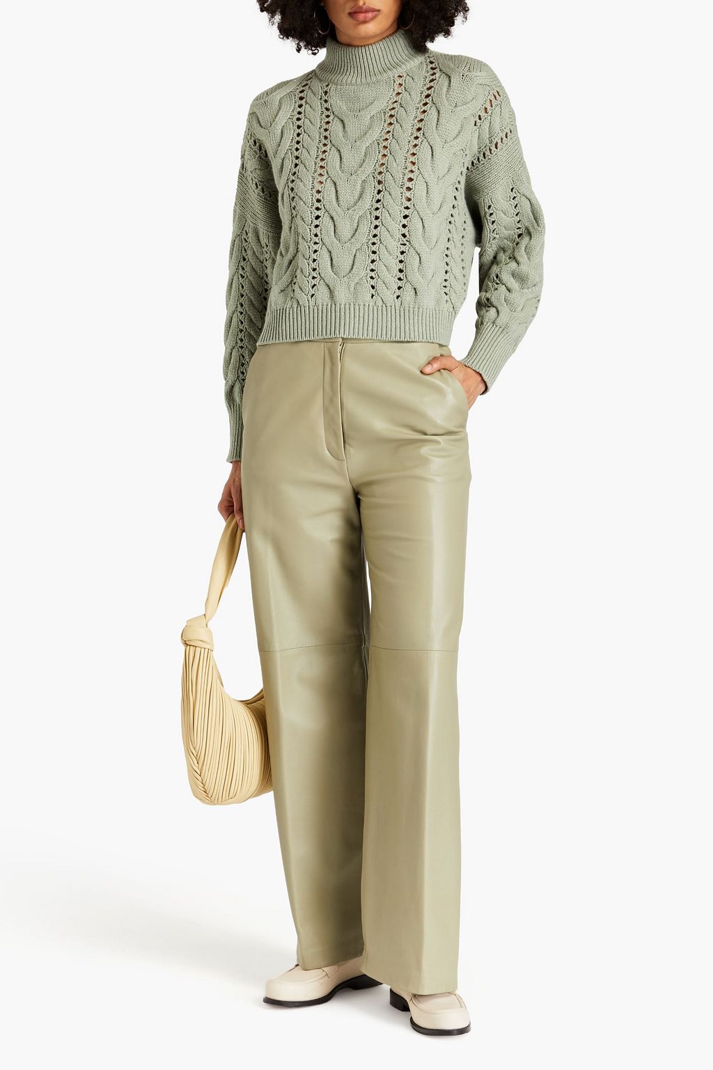 BRUNELLO CUCINELLI Cable-knit wool, cashmere and silk-blend turtleneck sweater