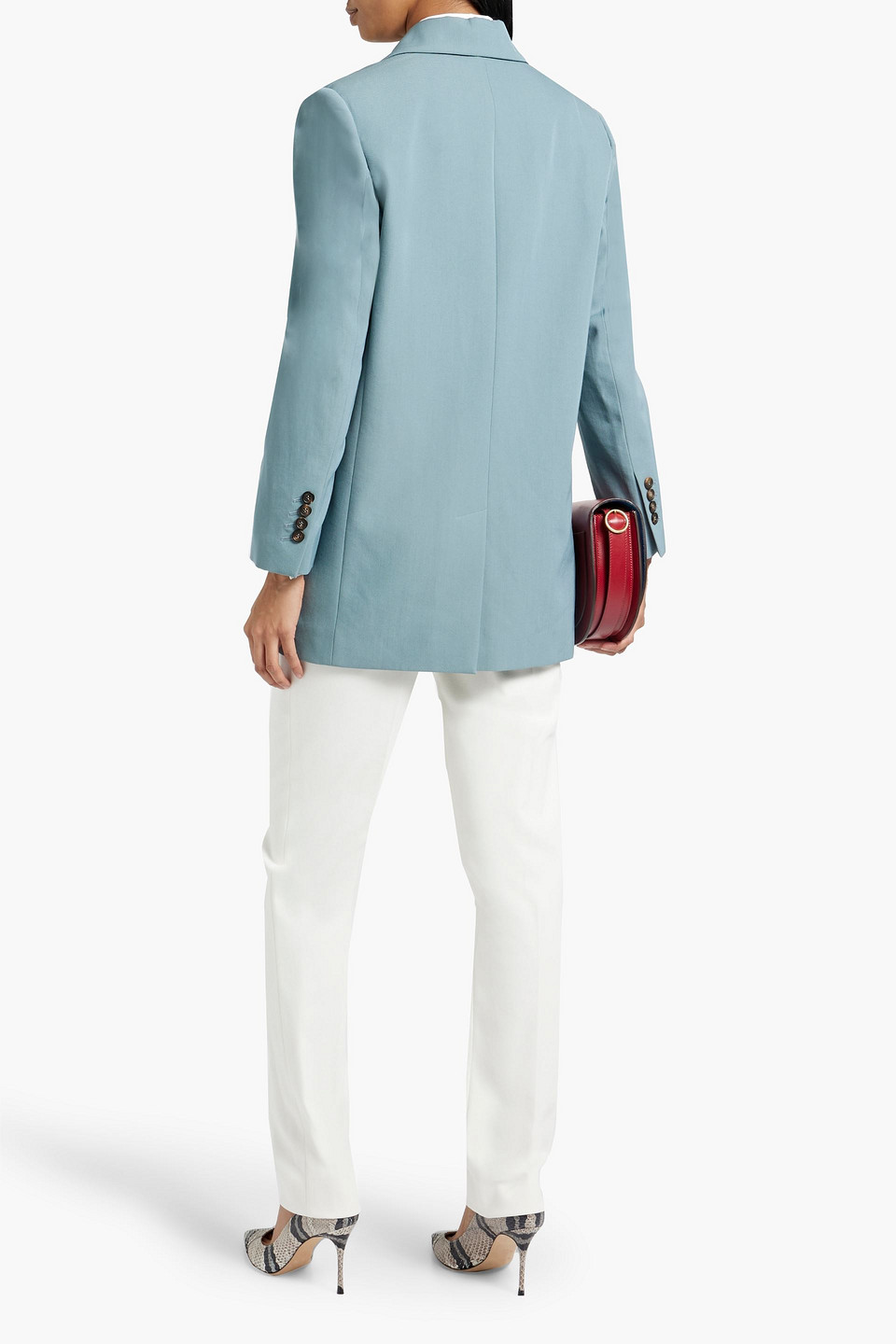 Shop Brunello Cucinelli Wool And Cotton-blend Twill Blazer In Sky Blue