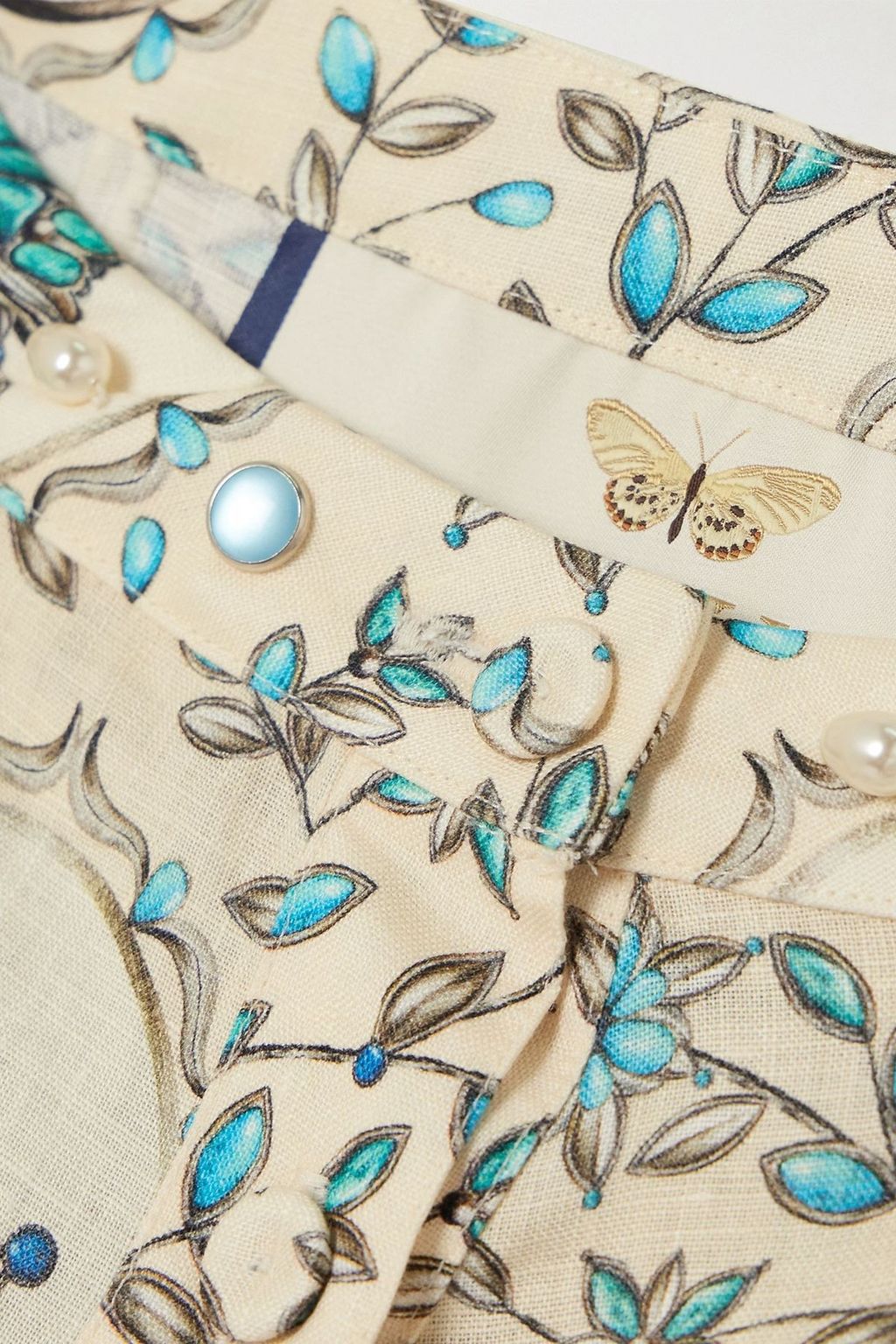 AGUA BY AGUA BENDITA Embellished printed linen maxi skirt