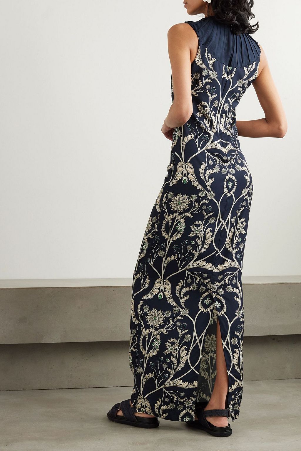 AGUA BY AGUA BENDITA Plissiertes Maxikleid „Espinela“ aus Twill mit Print und Verzierung