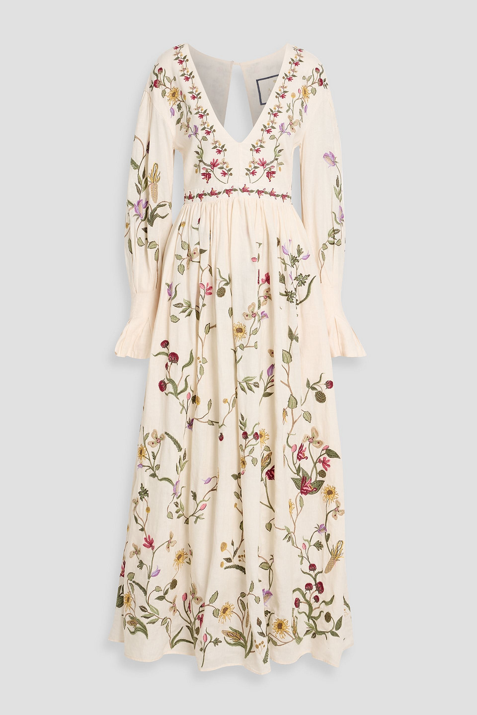 Agua By Agua Bendita Bosque Cultivo Embroidered Cotton Maxi Dress In Multi