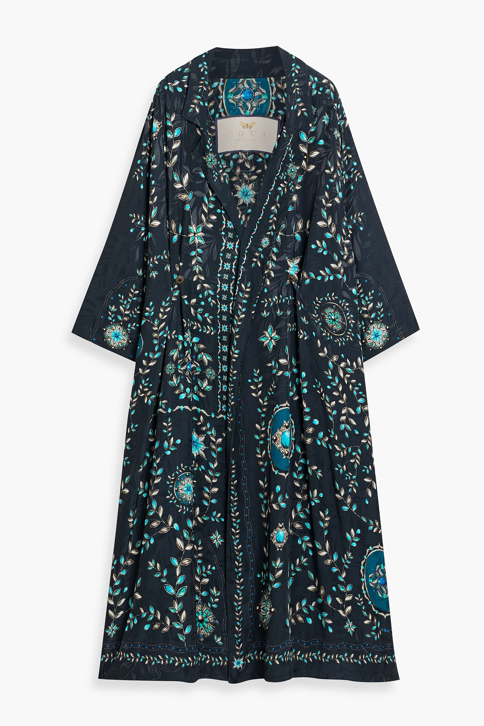 agua by agua bendita - oceano relicario printed jacquard coverup - blue - s