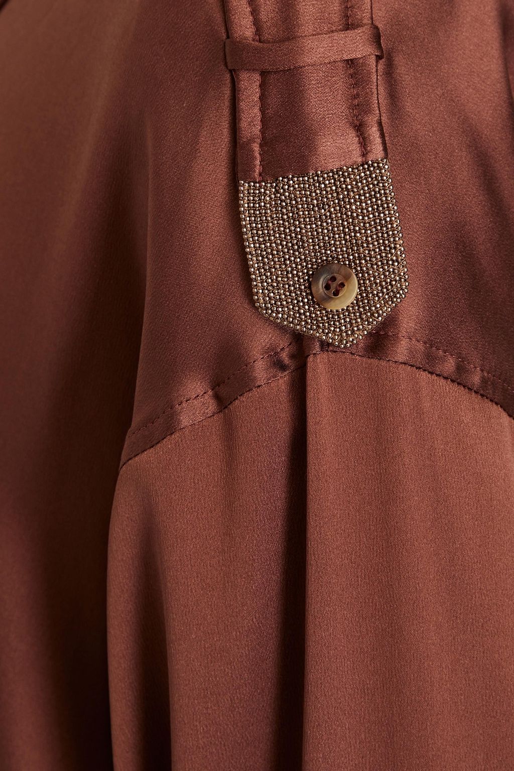 BRUNELLO CUCINELLI Bead-embellished stretch-silk satin shirt