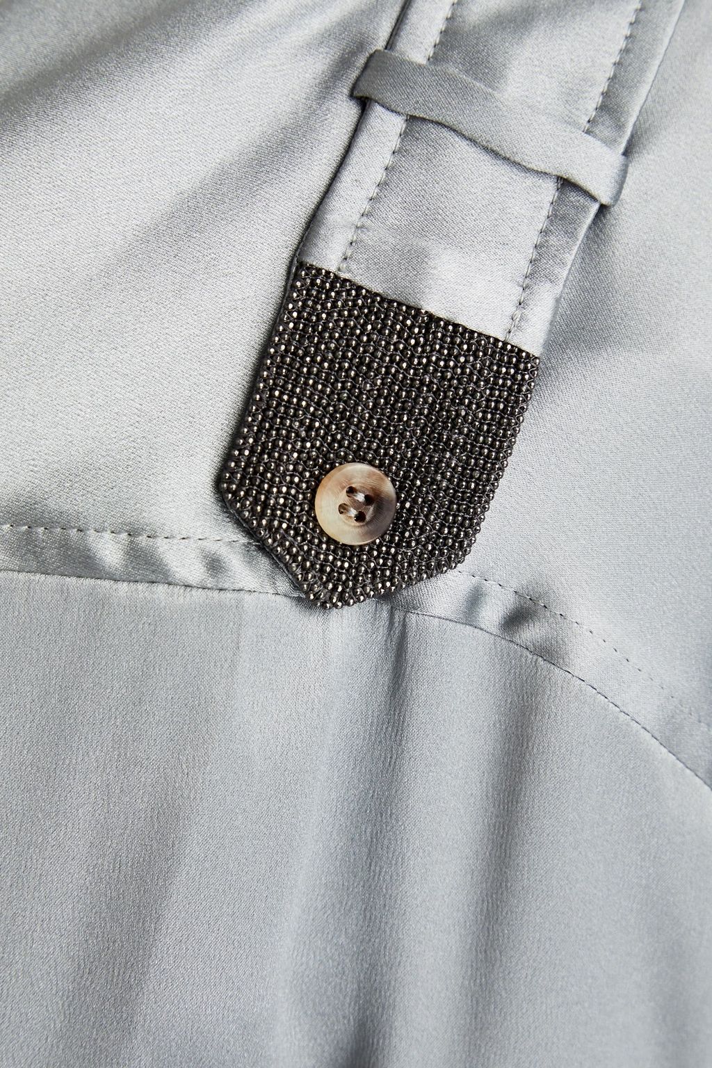 BRUNELLO CUCINELLI Bead-embellished stretch-silk satin shirt