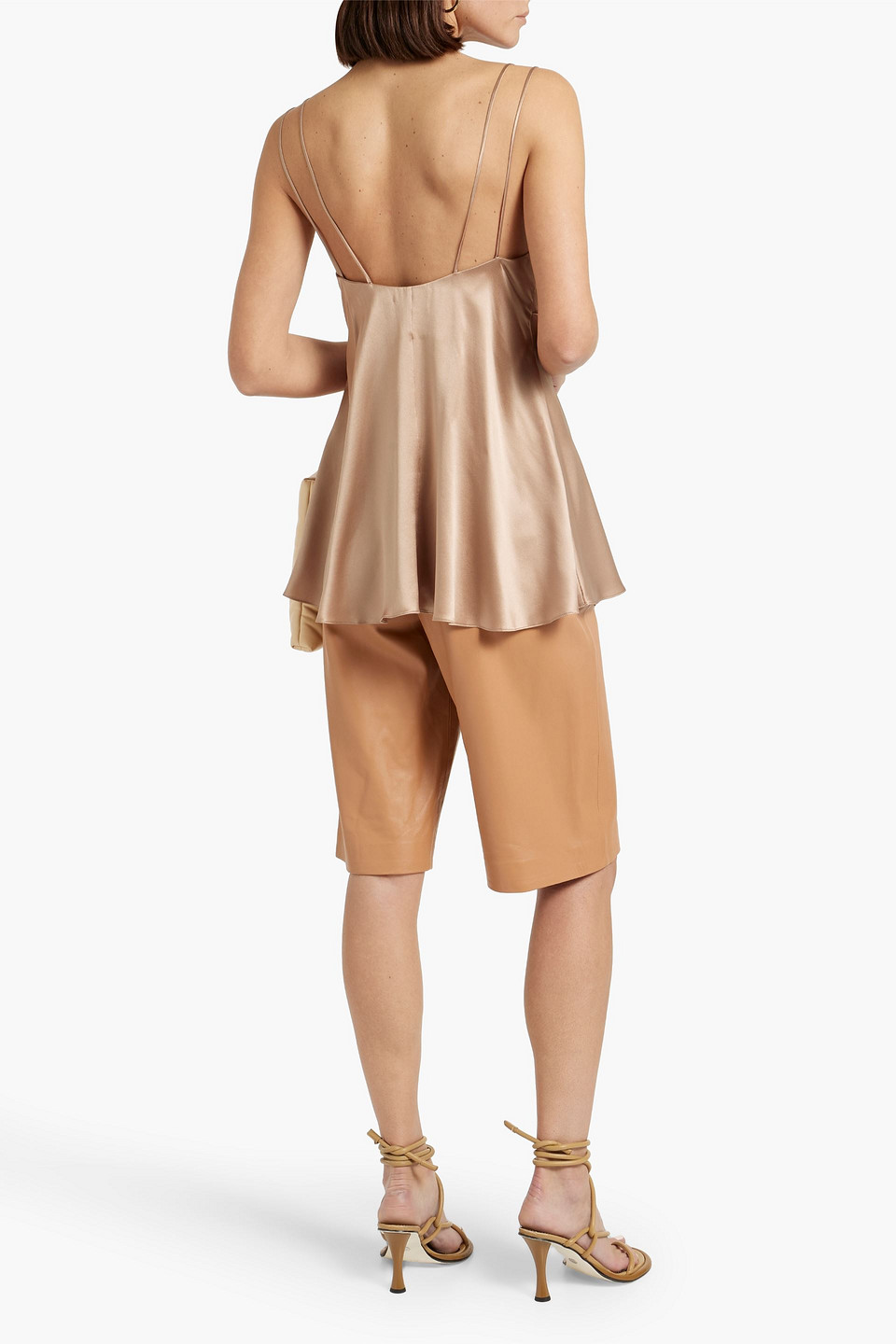 Shop Brunello Cucinelli Bead-embellished Silk-blend Satin Camisole In Neutral